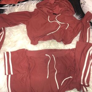 FashionNova Mojave Crop Hooded Sweater&Tights Set
